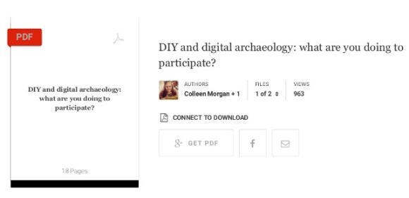 DIY and digital archaeology: what are you doing to participate? by Coleen Morgan and Stuart Eve. http://www.academia.edu/2365783/DIY_and_digital_archaeology_what_are_you_doing_to_participate