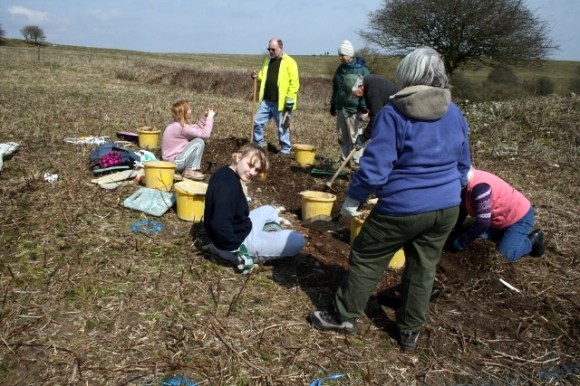 Digging E side of Cottage