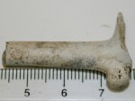 Clay pipe stem with star shaped makers mark on heel, 19th c.(?) from rubble mound; 7th April 2013