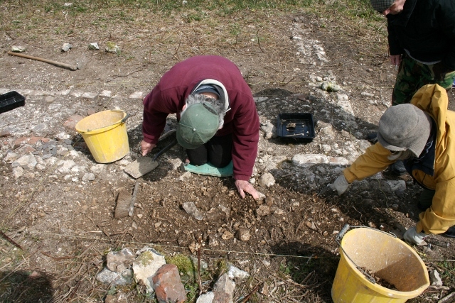 Excavating W side of house towards its S end