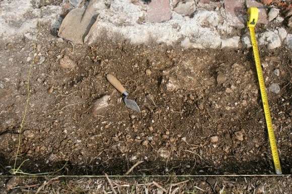 Compacted chalk rubble surface