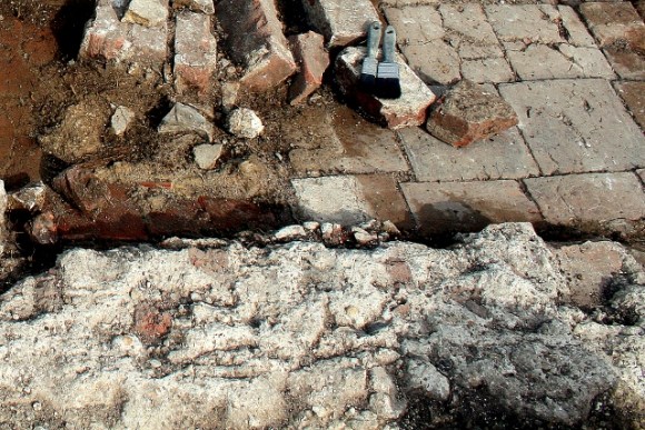 Mortar line, north end of pantry