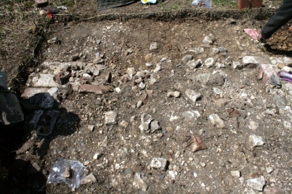 Demolition fill in 'lean-to-conservaory'. looking W