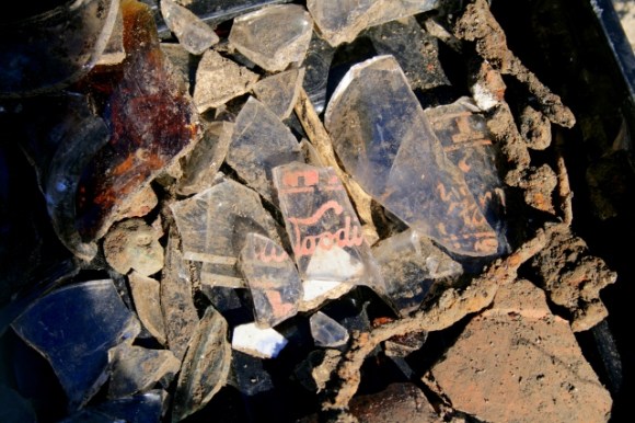 Milk bottle shards from Woodingdean Dairy(?) and other finds.