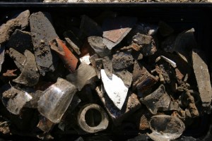Finds, including brown teapot spout; 14th June 2013.