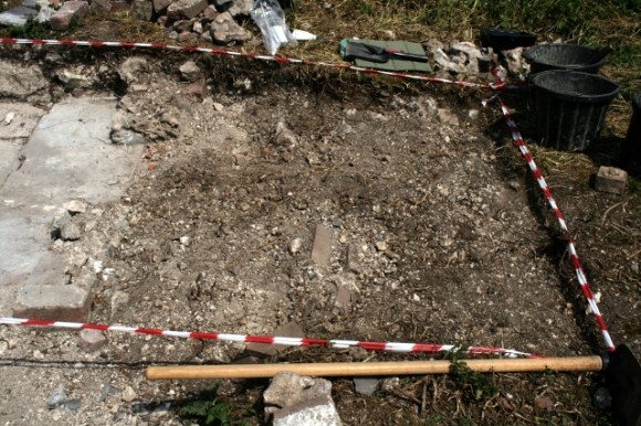 Demolition rubble, E of toilet, S of garden/boundary wall