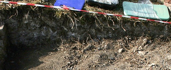 Garden boundary wall, E of toilet