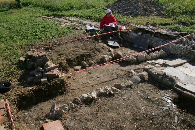 Partially excavated path towards front door