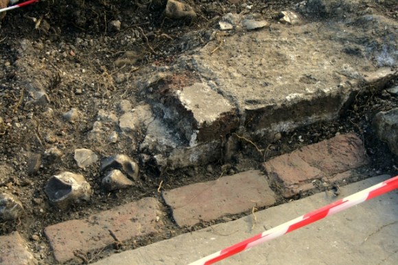 View of brick quoin (over door hinge?)