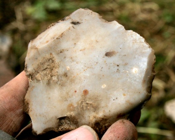 Flint scraper showing secondary working