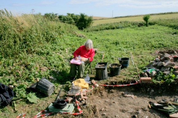 View S from garden gateway towards east side of house frontage, and possible well