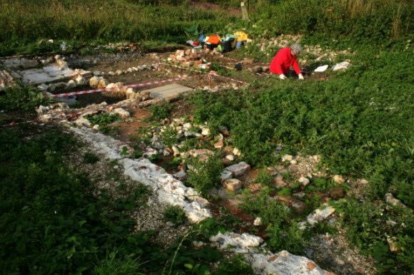 Looking NE from corner of Pantry to opposite corner of kitchen (being excavated)