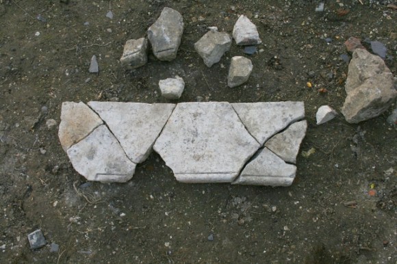 Fragments of sandstone masonry found in demolition fill in 'woodstore'