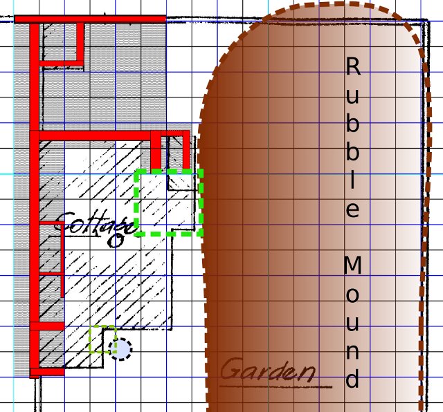 Plan of dig site progress, with next area to be dug in green