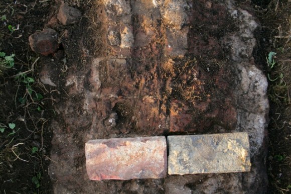 The most common type of brick compared in size with those in the body of the chimney base