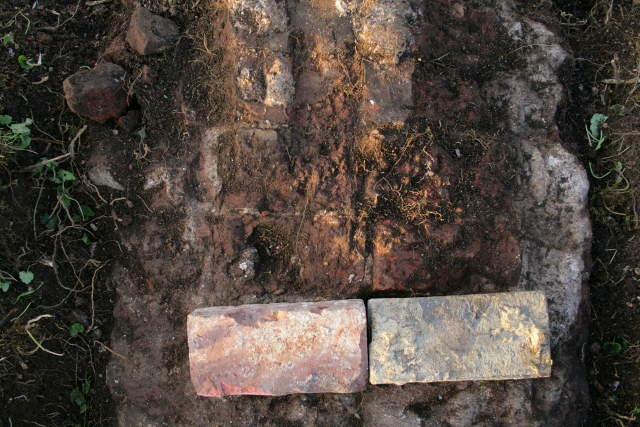 The most common type of brick compared in size with those in the body of the chimney base