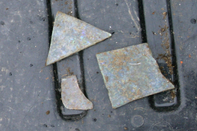 Small shards of window glass