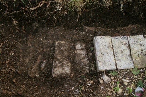 Looking S at S wall of extension