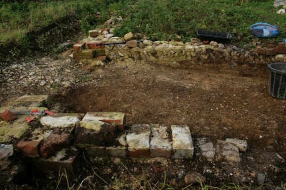 Looking N at W end of extension to S of cottage