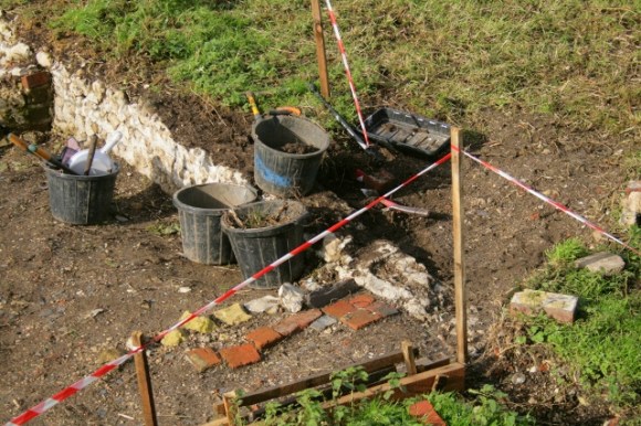 Looking NW at front garden gateway