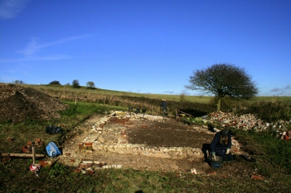 Looking N at Newmarket Farm Cottage excavation