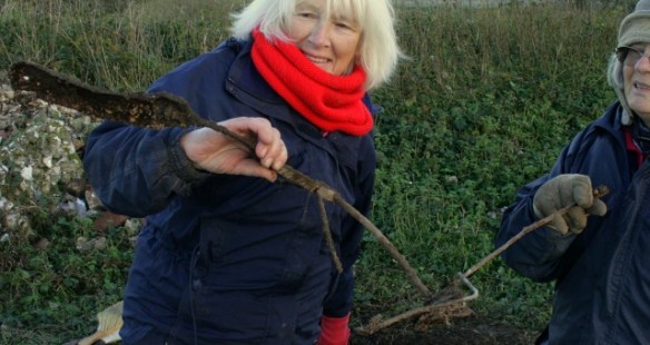 Strange find from demolition rubble beside chimney base