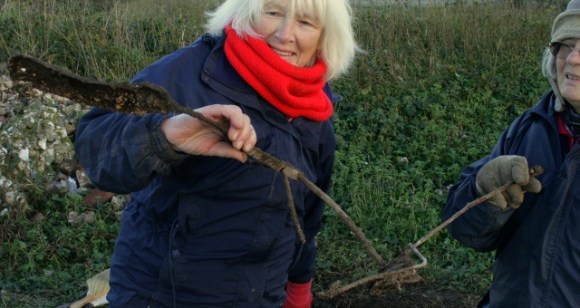 Strange find from demolition rubble beside chimney base