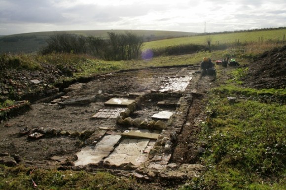 Looking S at Newmarket Farm Cottage site