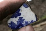 Blue and white decorated ceramic shard; 1st December 2013.