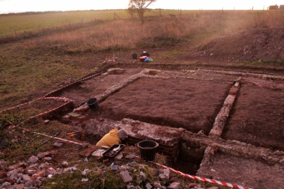 Looking SW at excavation of base of chimney