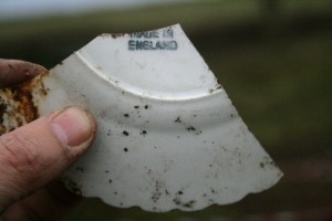 Ceramic shard with 'MADE IN ENGLAND' inscription; 13th December 2013.