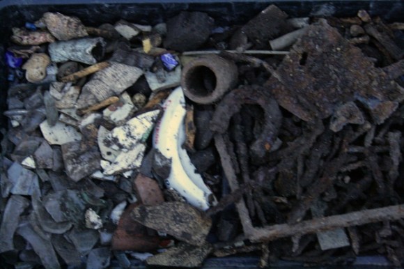 Finds from 1x1m grid square over NE part of front garden gateway