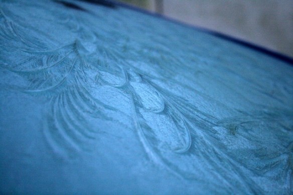 Ice on car windscreen in Woodingdean