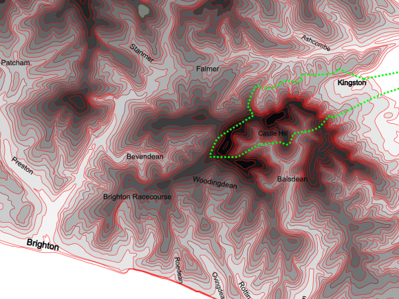 Contour Map with Kingston Parish Boundary