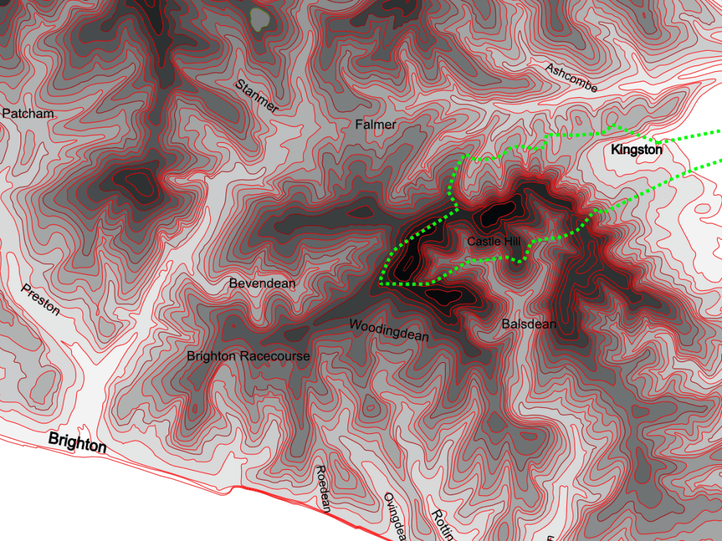 Contour Map with Kingston Parish Boundary