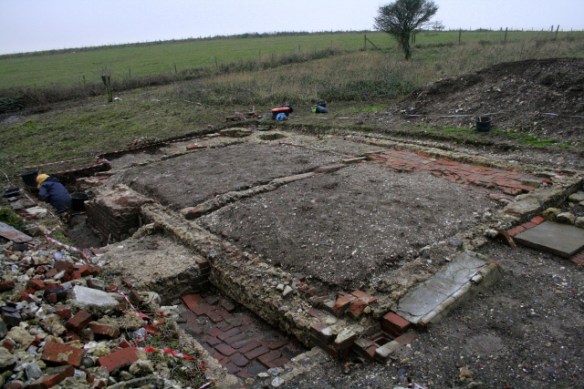 Newmarket Farm Cottage; 19thc kitchen on left, washhouse on right
