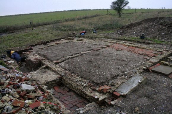Newmarket Farm Cottage; 19thc kitchen on left, washhouse on right