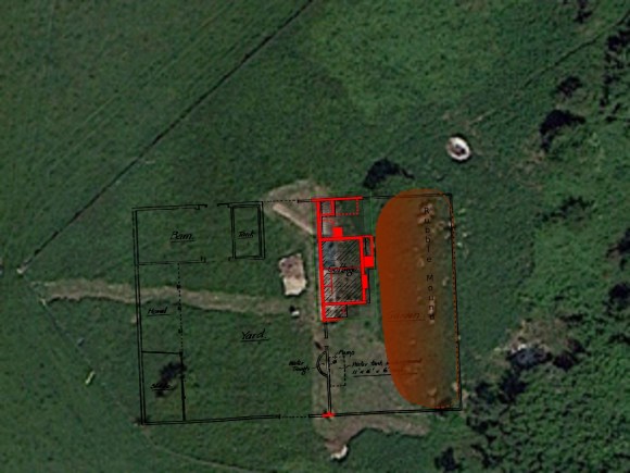 Google Satellite Image of Newmarket Farm Dig overlaid with dig plan
