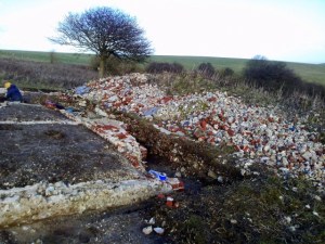 South end of cottage - where 3" mortar was found; 9th February 2014