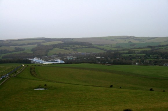 View from communications mast on Newmarket Hill, looking N at Falmer