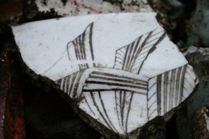 Ceramic shard from fill of construction trench for gully drain; 24th January 2014