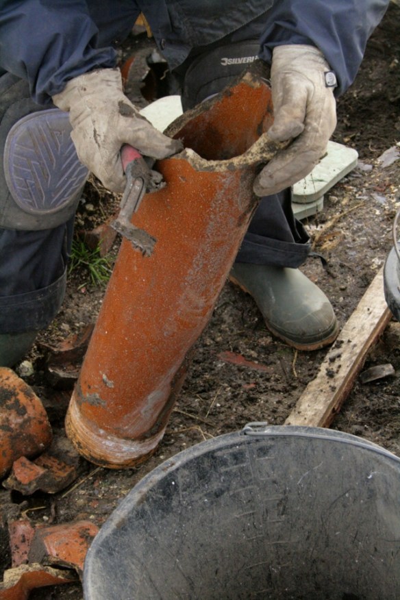 4" salt glazed stoneware drain pipe
