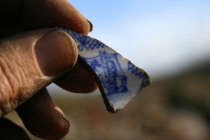 Decorated ceramic shard from under front doorstep; 27th January 2014