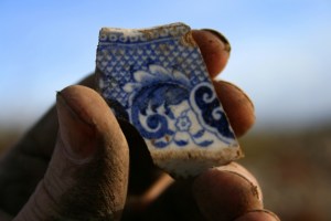 Decorated ceramic shard from under front doorstep; 27th January 2014