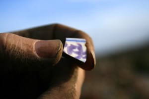 Decorated ceramic shard from under front doorstep; 27th January 2014