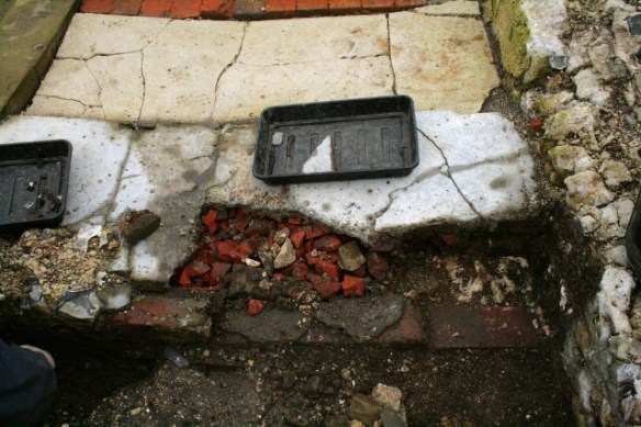 Looking W at excavation of NE corner of outside toilet