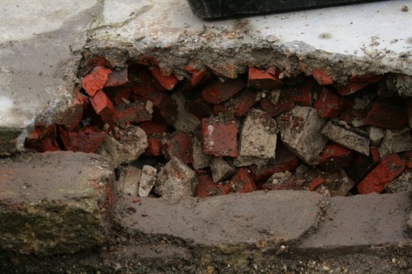 Looking W at excavation of E side of outside toilet