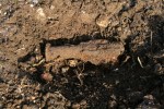 Rear end of fired suspected 3" mortar, with fins; 9th February 2014