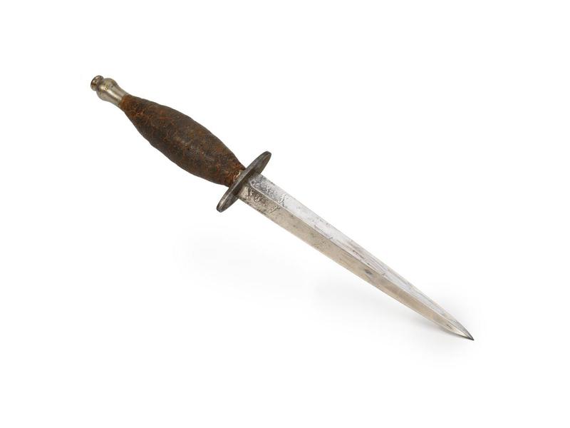 Fairbairn-Sykes Fighting Knife [2nd Pattern], modified, with scabbard; image courtesy of Imperial War Museum.