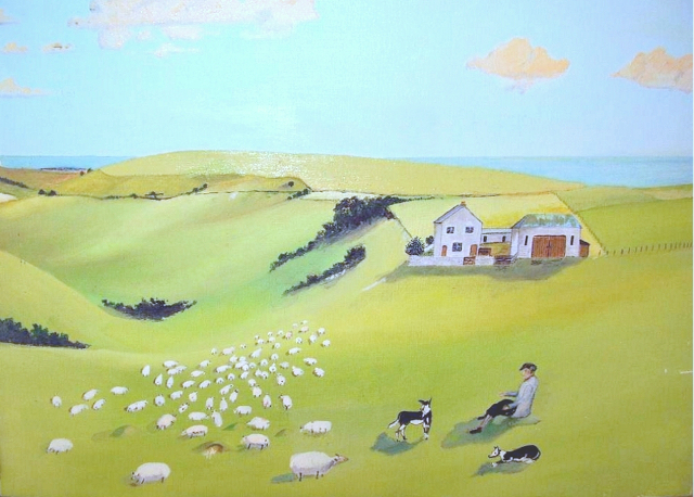 Watercolour of Newmarket Farm, painted from memory by Desmond (Bob) Phipps